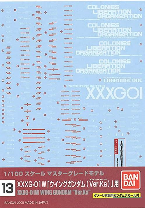 Gundam Decal 13 for 1/100 MG Wing Gundam Ver. Ka
