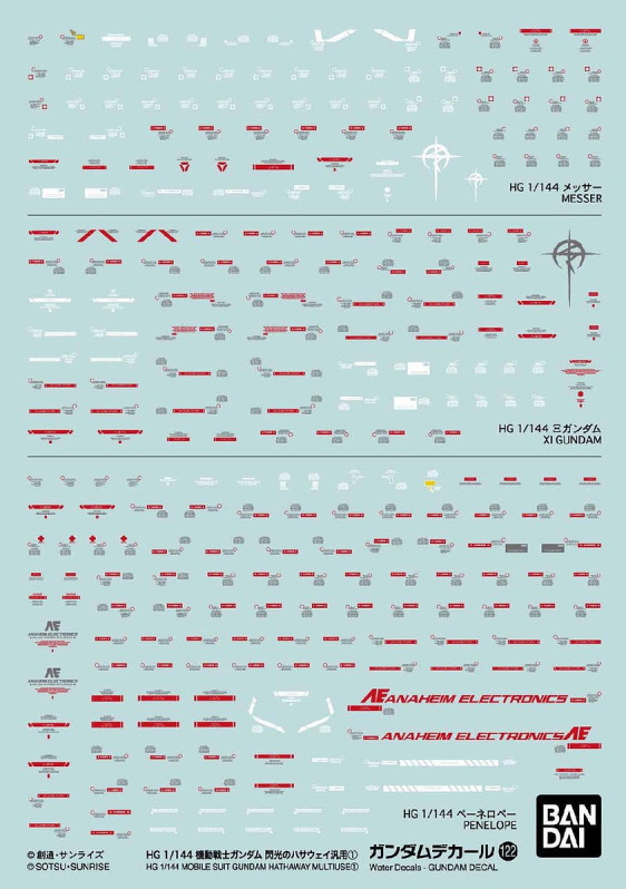 Gundam Decal 122 for HG Mobile Suit Gundam Hathaway's Flash 1