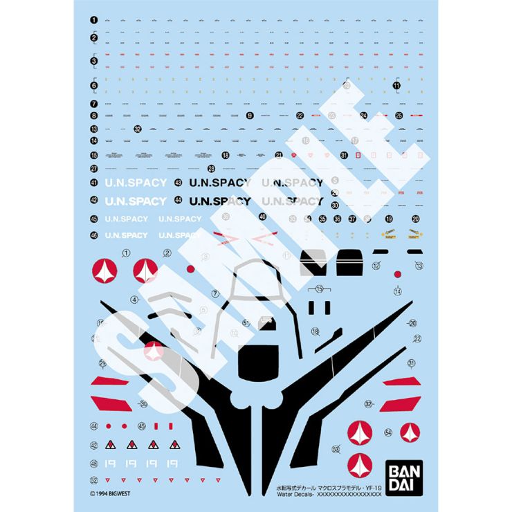 1/100 HG YF-19 Water Slide Decals